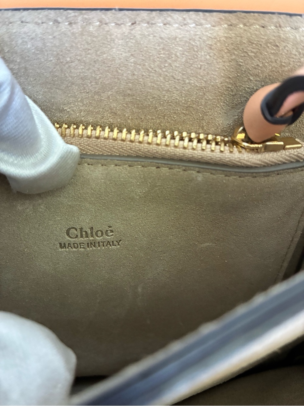 Chloé Faye Medium Shoulder Crossbody Bag Blush Pink Suede Leather Gold Ring - Picture 9 of 12
